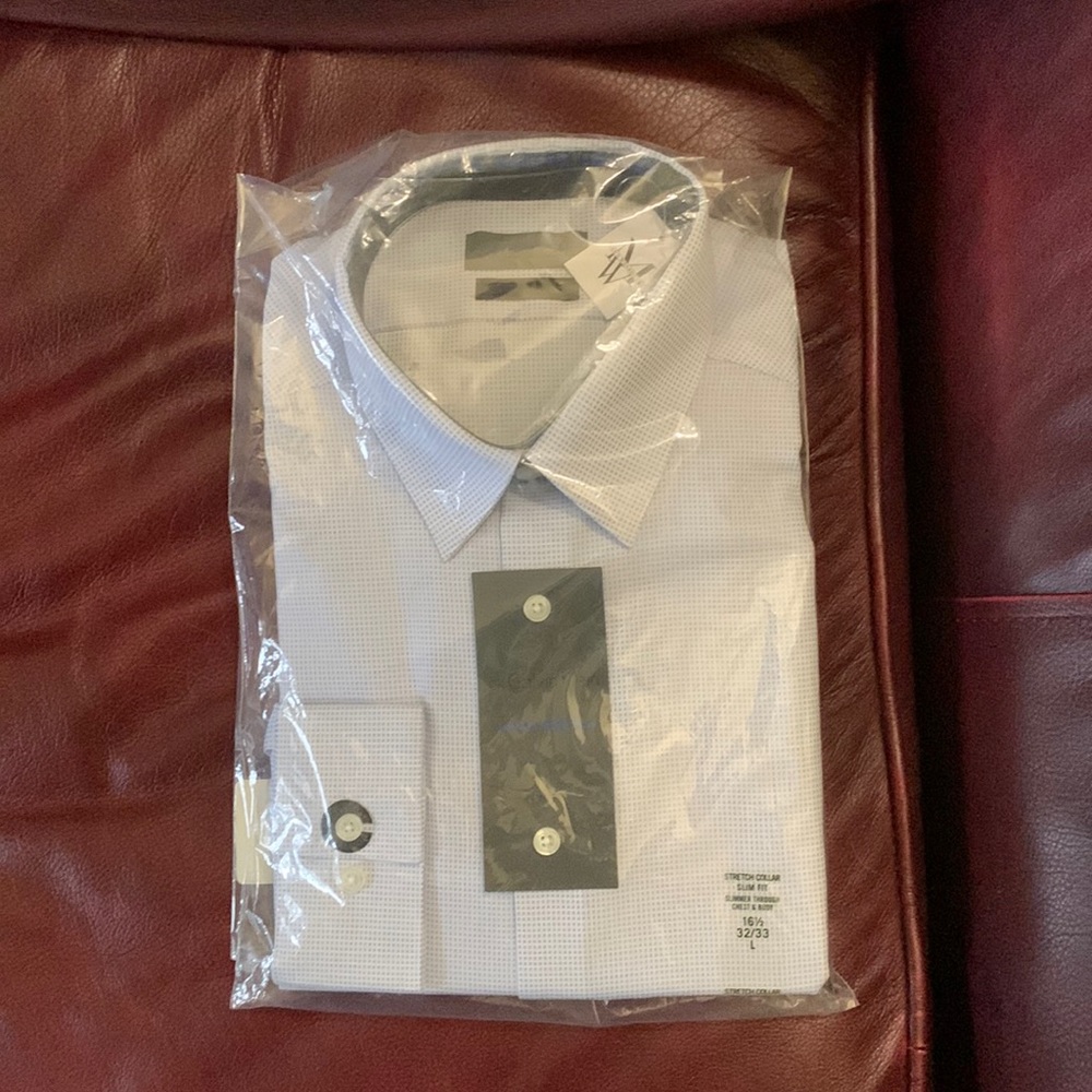 Calvin Klein slim fit infinite non iron blue mist dress shirt